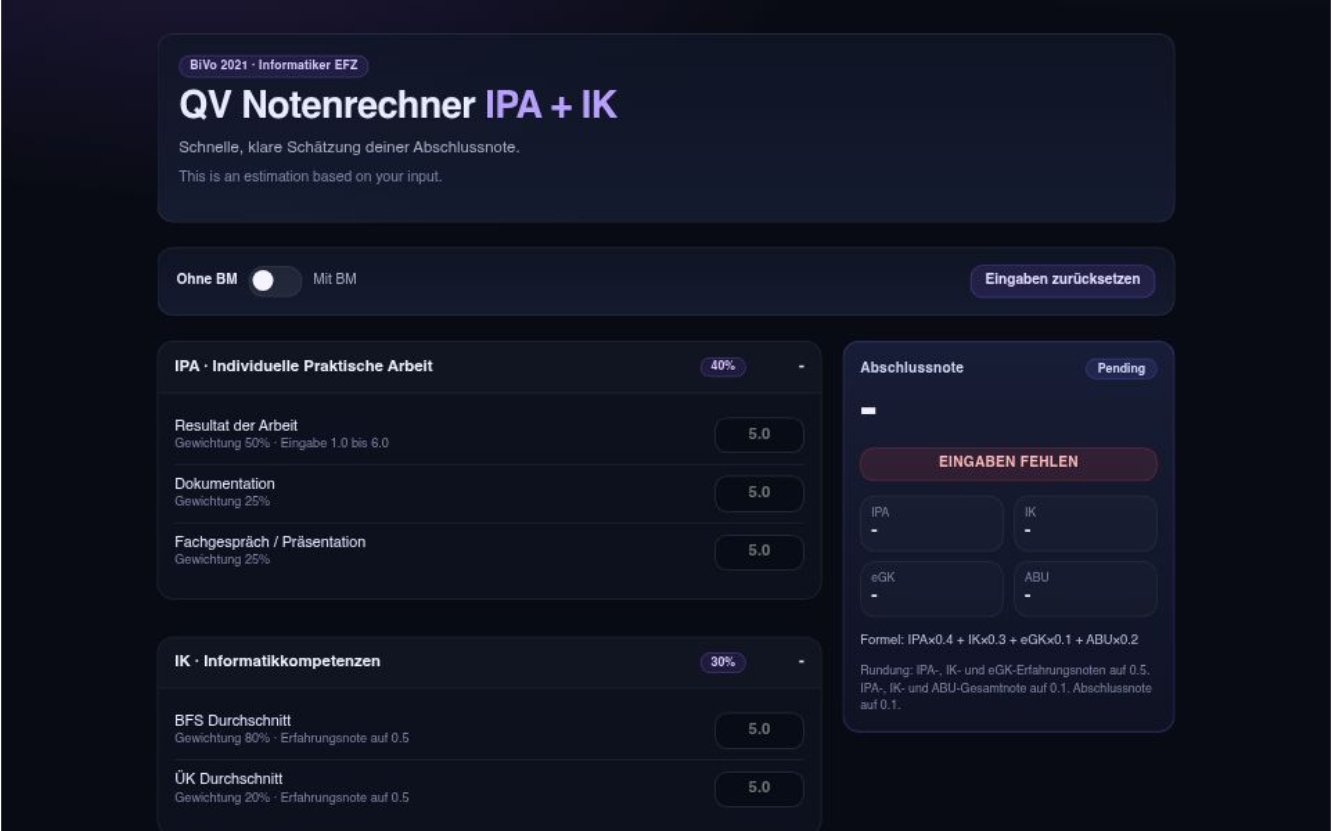 Vorschau von EFZ Calculator